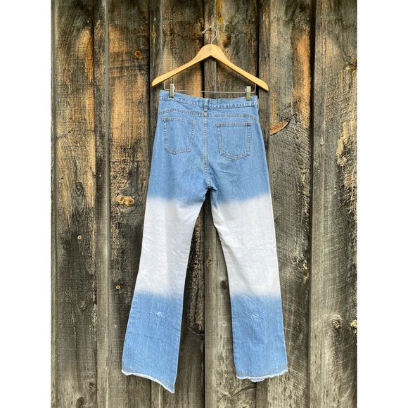 VINTAGE HIGHER STATE flare bleach dyed bohemian western mid rise jeans size 8/30 - Picture 2 of 11
